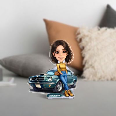 Personalized Bobblehead Caricature Car Dashboard Solar Accessories with Shaking Head Gift for Car Lover Birthday Gift for Sister & Bestie